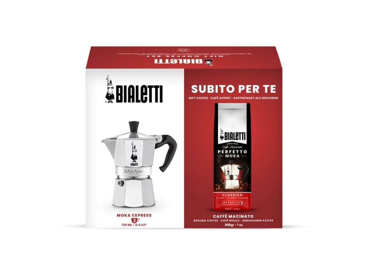 Bialetti Gjafasett Mokkakanna og Kaffipoki