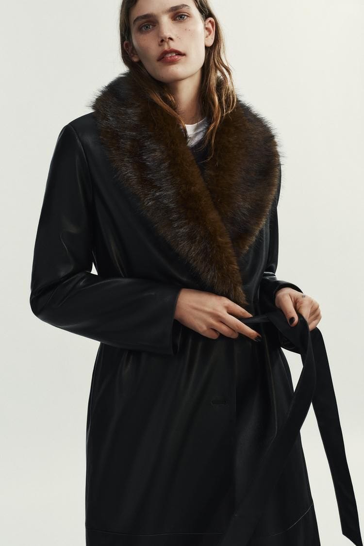 Zara dömu faux leather coat