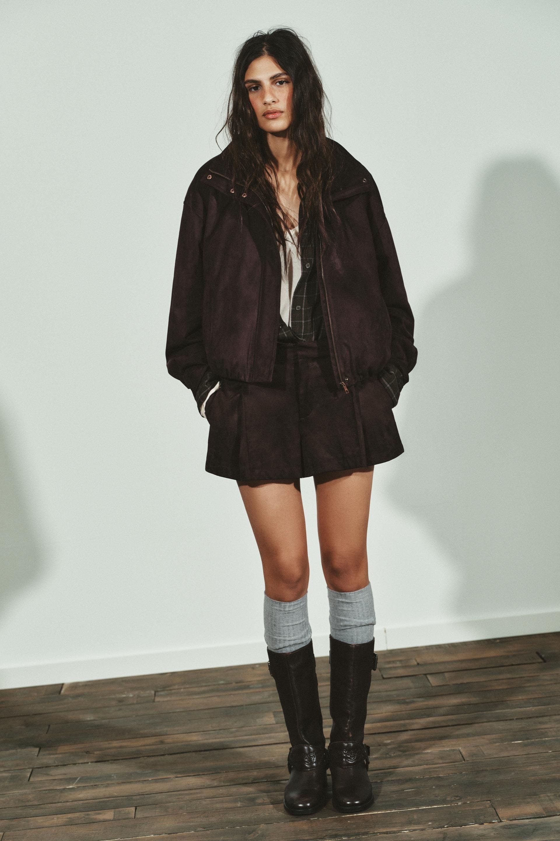 Gervi-suede bomber jakki